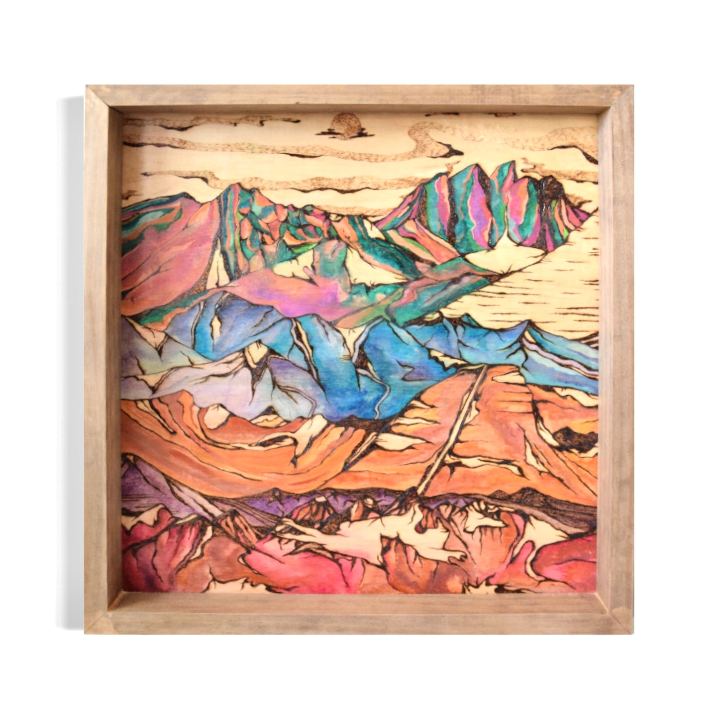 Ranges Of The West Original Wood Burn Painting