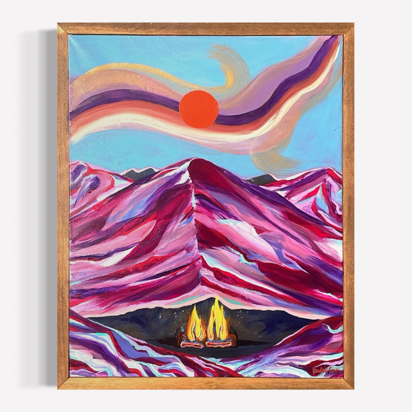 colorful Fire on the mountain art painting